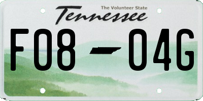 TN license plate F0804G