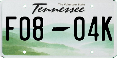 TN license plate F0804K