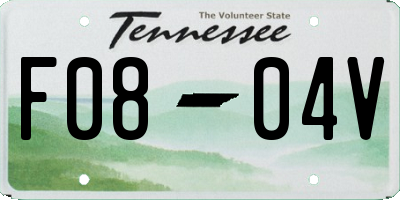 TN license plate F0804V