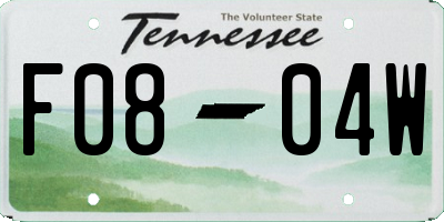 TN license plate F0804W