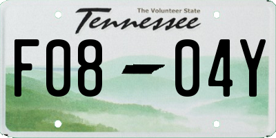 TN license plate F0804Y