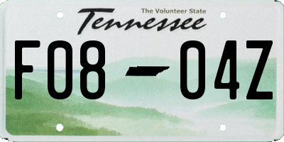 TN license plate F0804Z