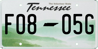 TN license plate F0805G