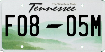 TN license plate F0805M