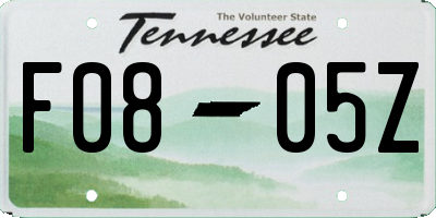 TN license plate F0805Z