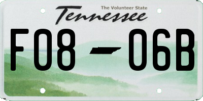 TN license plate F0806B
