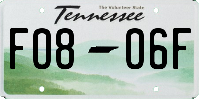 TN license plate F0806F