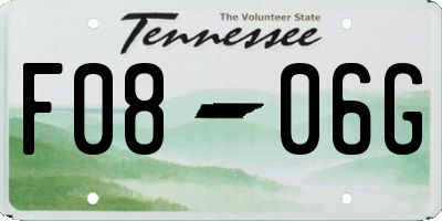 TN license plate F0806G