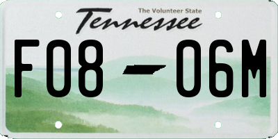 TN license plate F0806M