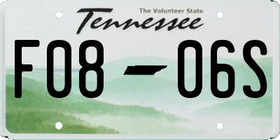 TN license plate F0806S