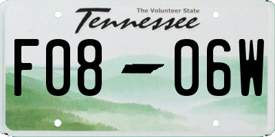 TN license plate F0806W