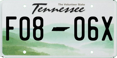 TN license plate F0806X
