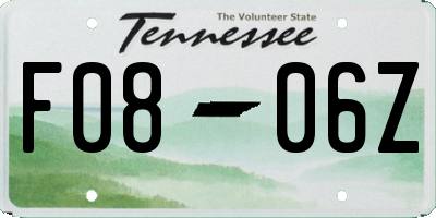 TN license plate F0806Z