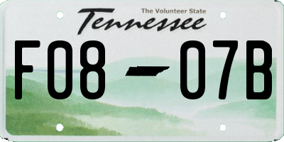 TN license plate F0807B