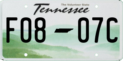 TN license plate F0807C