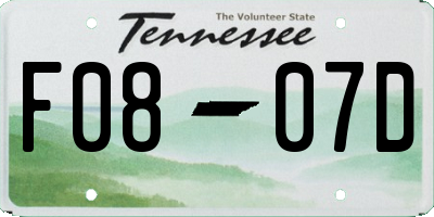 TN license plate F0807D