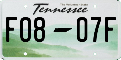 TN license plate F0807F