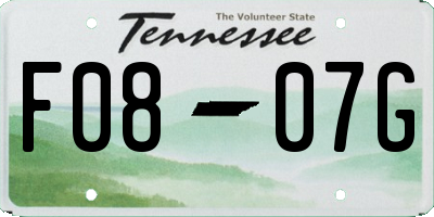 TN license plate F0807G
