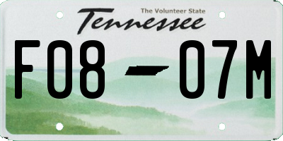 TN license plate F0807M