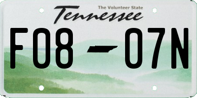 TN license plate F0807N