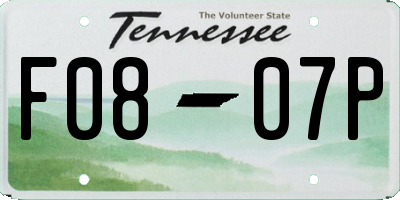 TN license plate F0807P