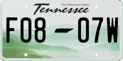 TN license plate F0807W