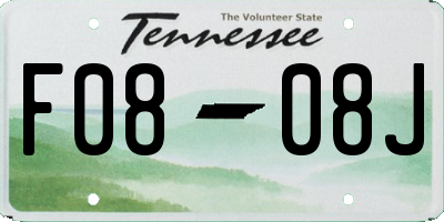TN license plate F0808J