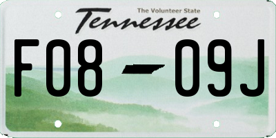 TN license plate F0809J
