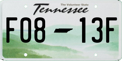 TN license plate F0813F