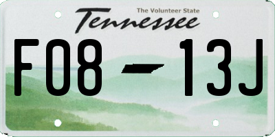 TN license plate F0813J
