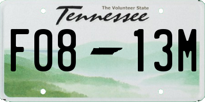 TN license plate F0813M