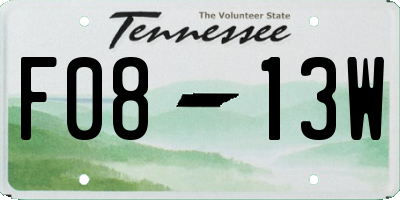 TN license plate F0813W