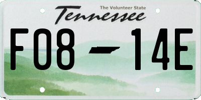 TN license plate F0814E