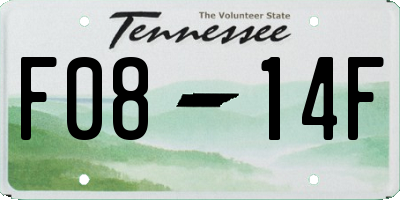 TN license plate F0814F