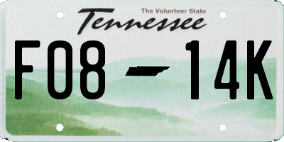 TN license plate F0814K