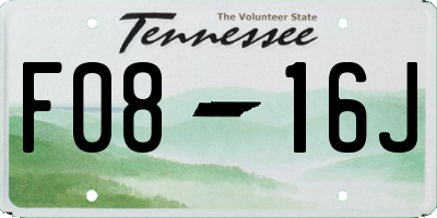 TN license plate F0816J