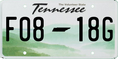 TN license plate F0818G