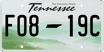 TN license plate F0819C