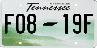 TN license plate F0819F