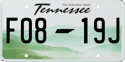 TN license plate F0819J