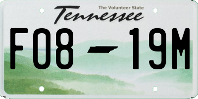 TN license plate F0819M