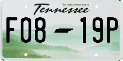 TN license plate F0819P
