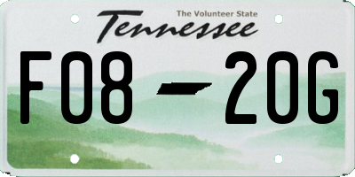 TN license plate F0820G