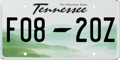 TN license plate F0820Z