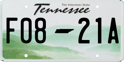 TN license plate F0821A