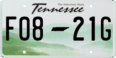 TN license plate F0821G