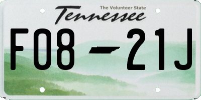 TN license plate F0821J