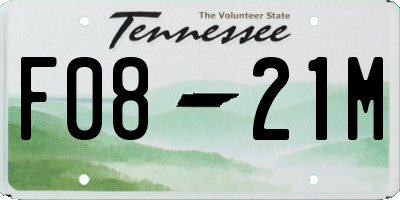TN license plate F0821M