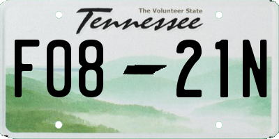 TN license plate F0821N
