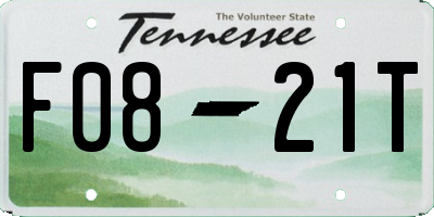 TN license plate F0821T